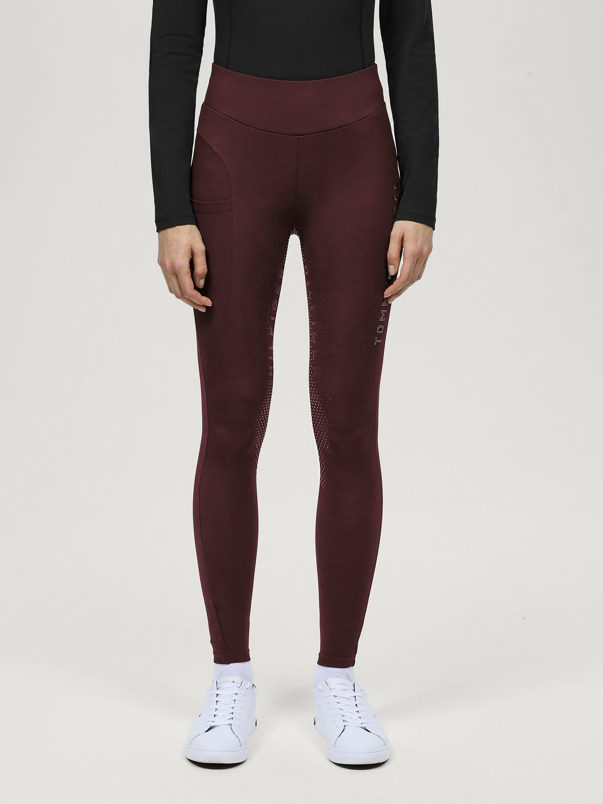 Elmira Winter Rhinestone Full Grip Leggings DEEP BURGUNDY