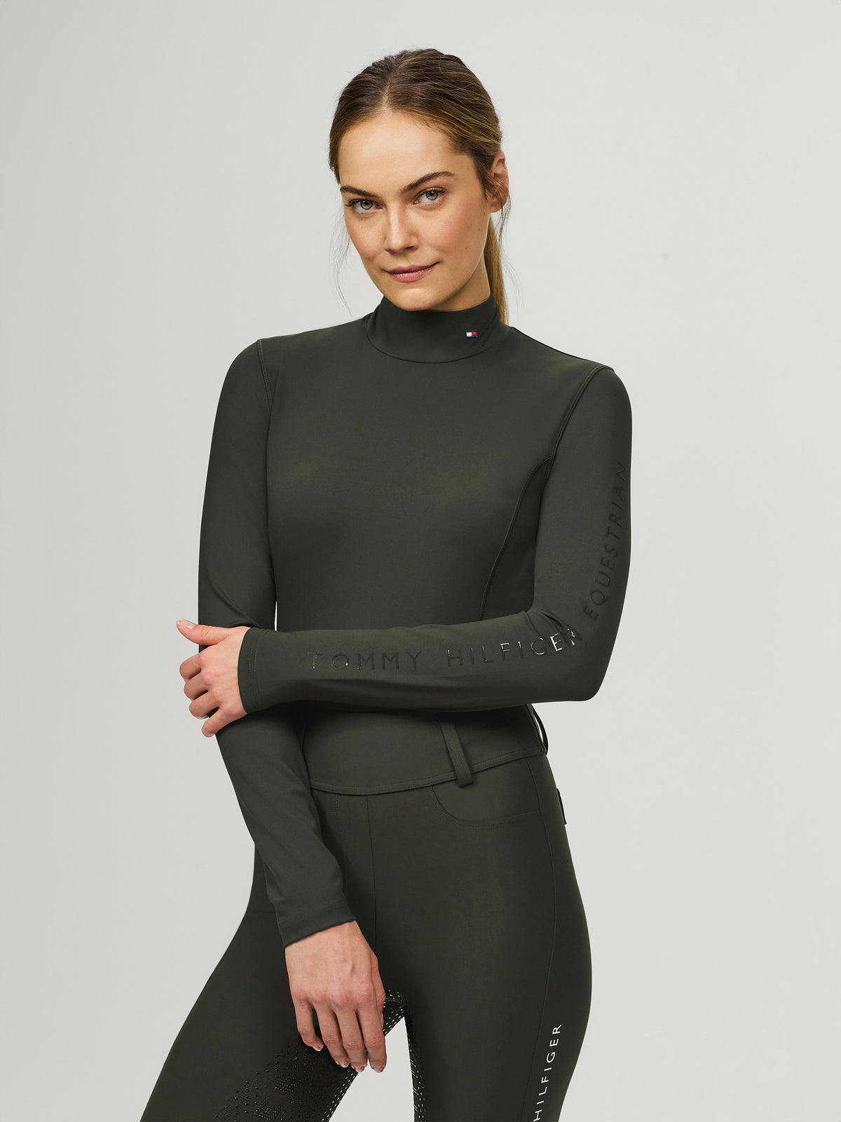 Ava High Neck Baselayer CAMO GREEN