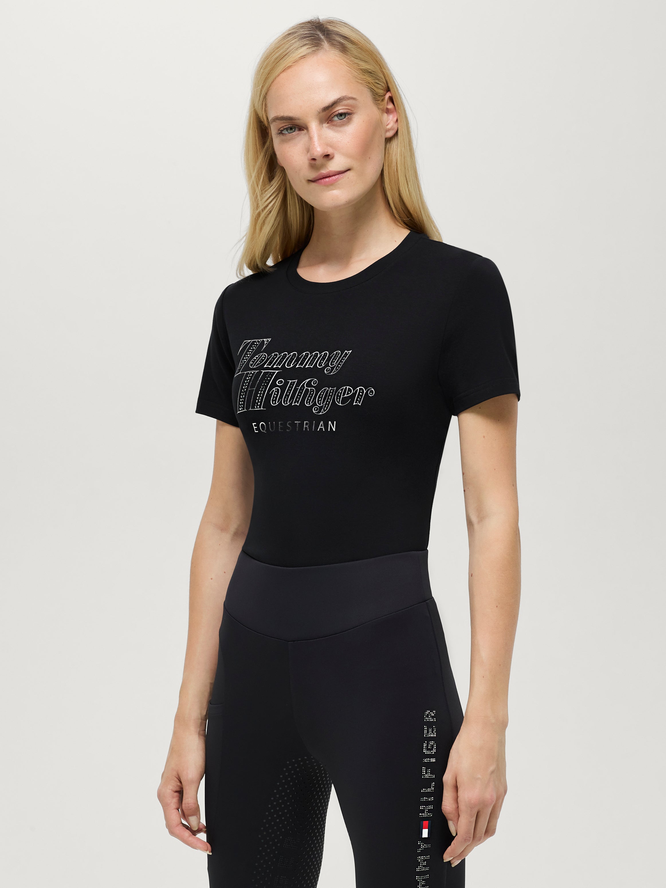 Malibu Rhinestone T-shirt BLACK