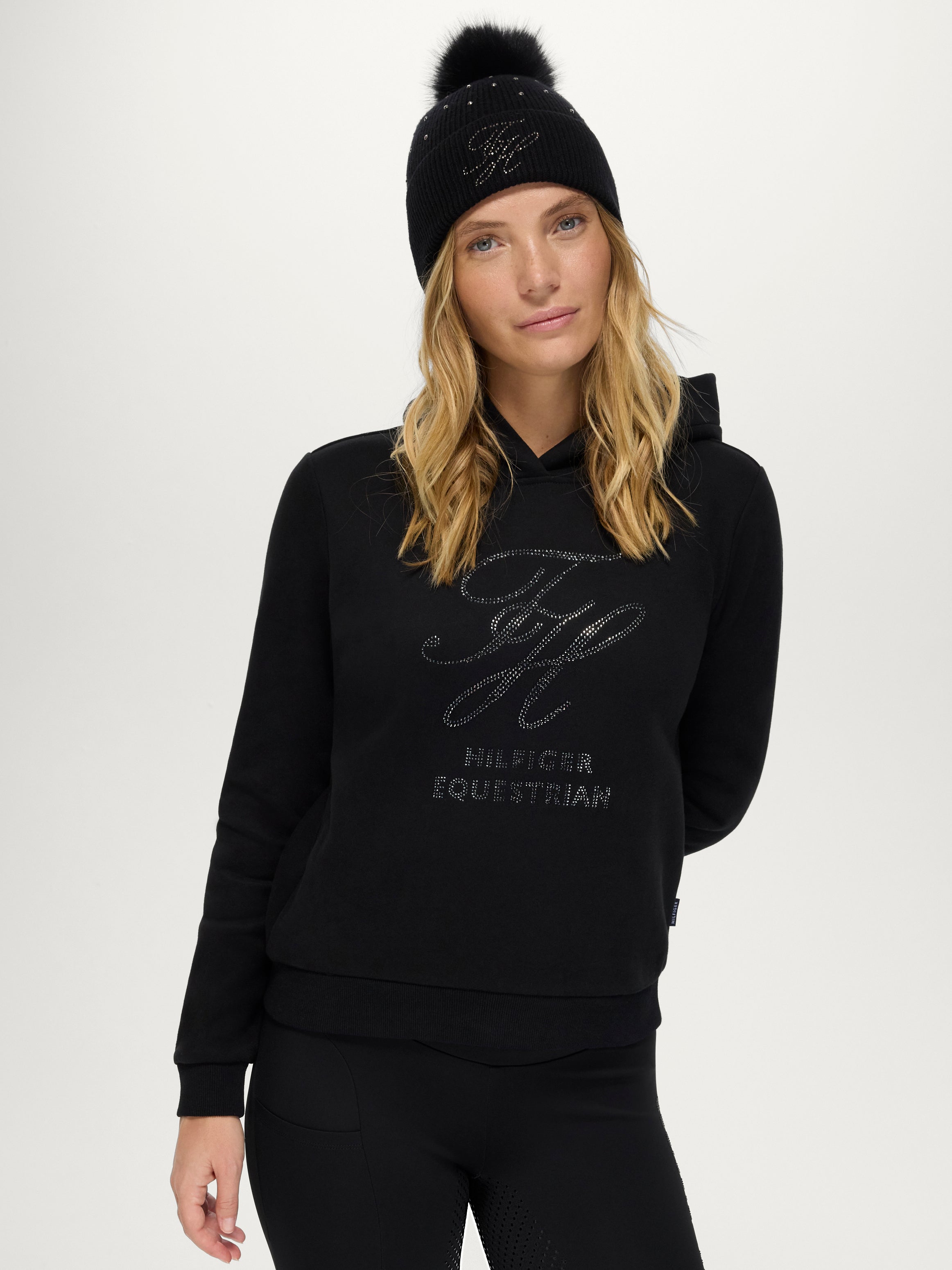 Estelle Women Rhinestone Hoodie BLACK