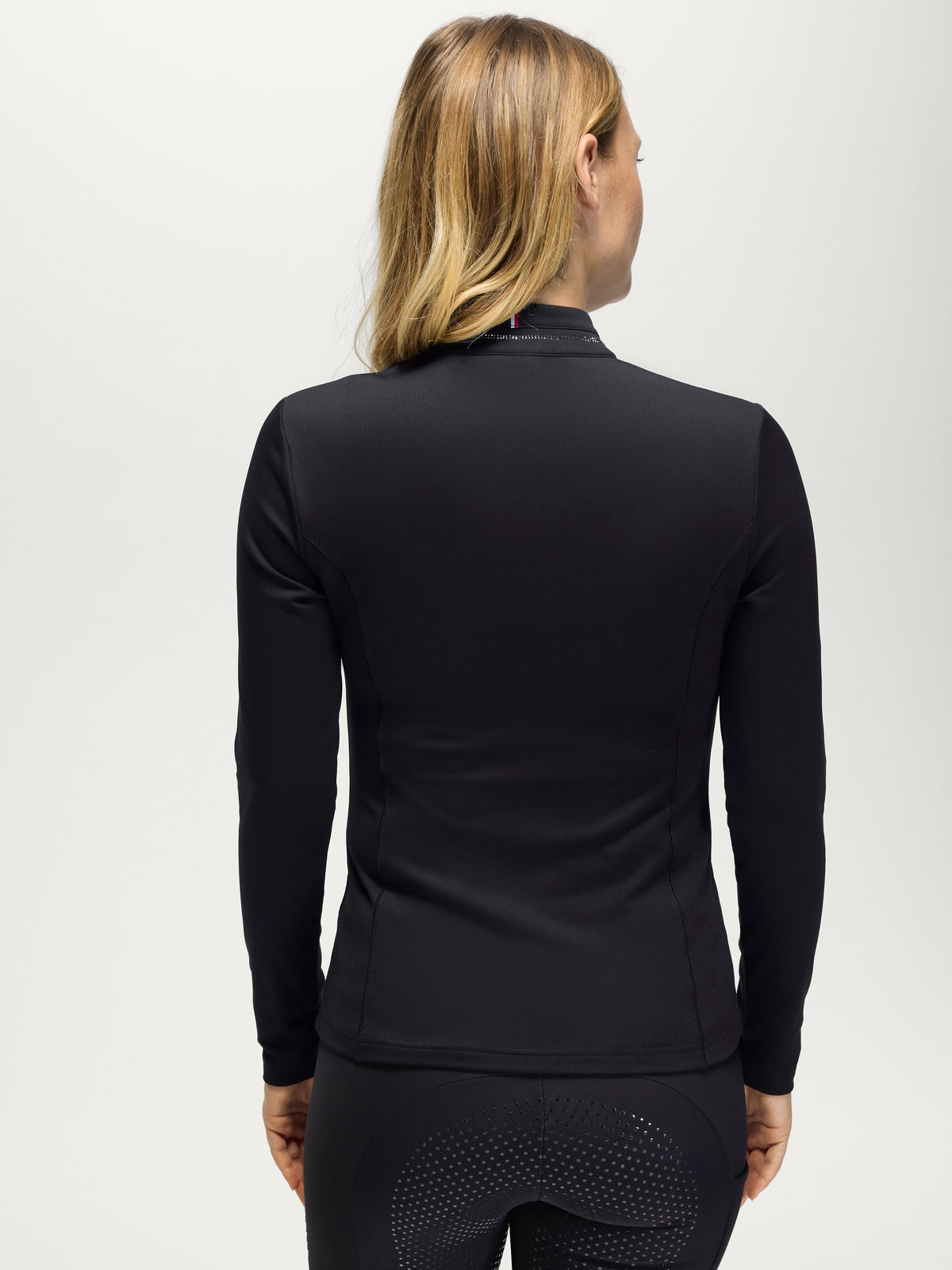 Cady Women 1/4 Zip Rhinestone Training Top BLACK