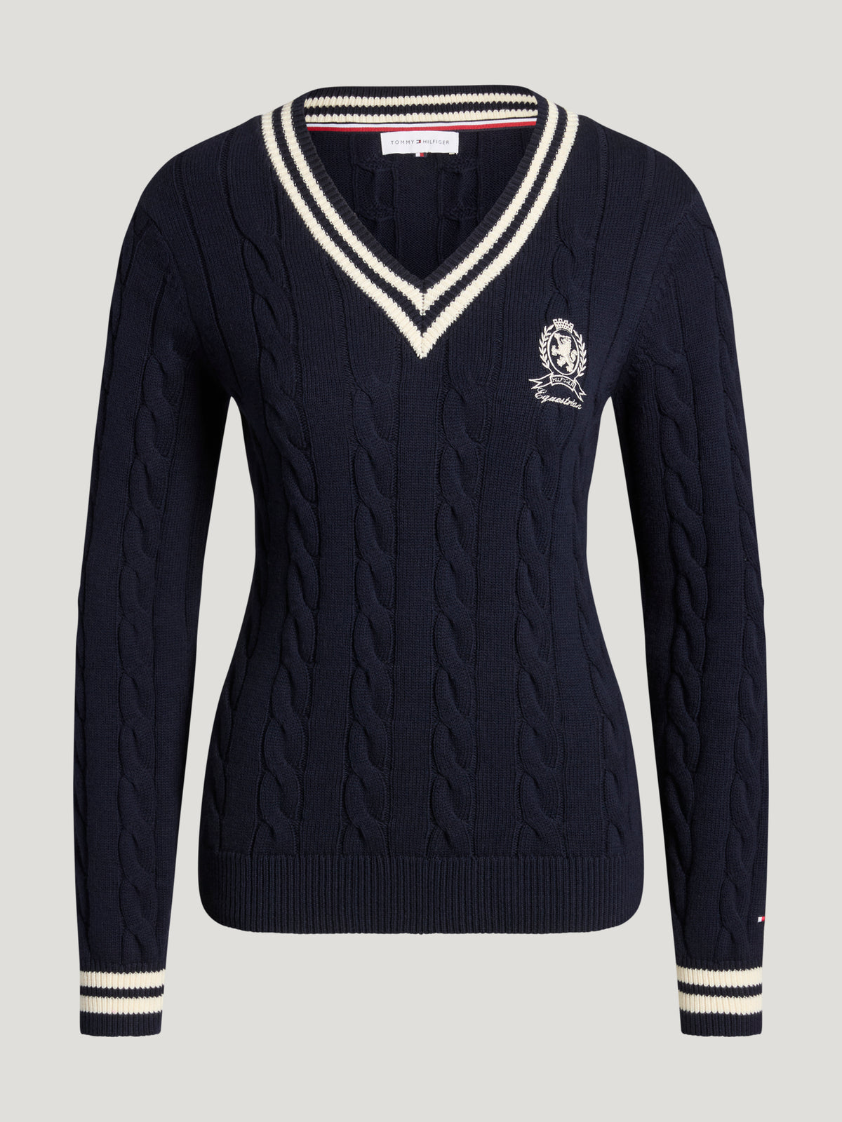 Roseville Women Cable V-neck Sweater DESERT SKY